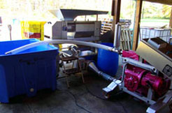 Wine processing equipment is shown at our wine production facility in Conneaut Lake, PA.